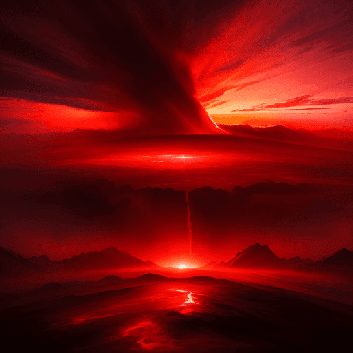 AI generated: A bloody red sky in chaos , epic , 8k , hd , colorful 