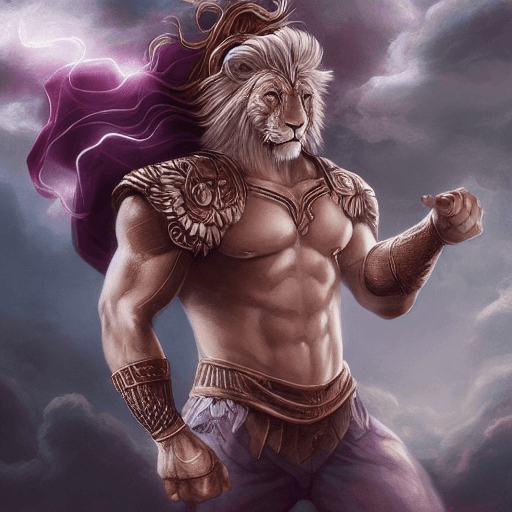AI generated: aesthetic portrait commission of a albino muscular and attractive anthro lion with mane turning into...