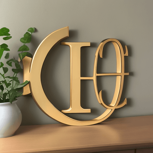 AI generated: Golden home decor design leaf logo featuring intertwined letters 'TE'