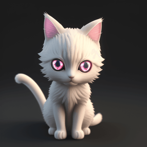 AI generated: cute cat, anime style, 3d render with glowing eyes effect