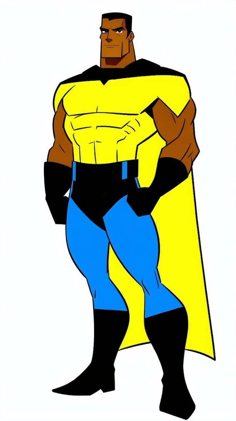 AI generated: Will Stronghold in a DCAU Cartoon Style Standing Full body white background