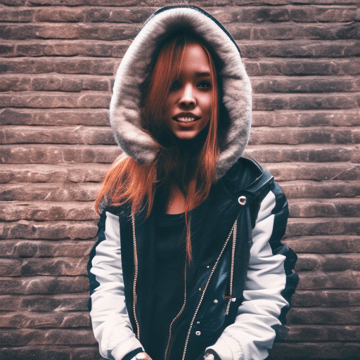 AI generated: Beautiful woman, Street fashion, Wearing a hooded jacket, Wearing boots, extra detailed face, Highly...