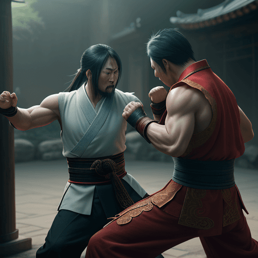 AI generated: 2 men fighting,a wuxia movie poster,Kung Fu Cult Master ,,8K 3d resolution, detailed,realistic,plays...