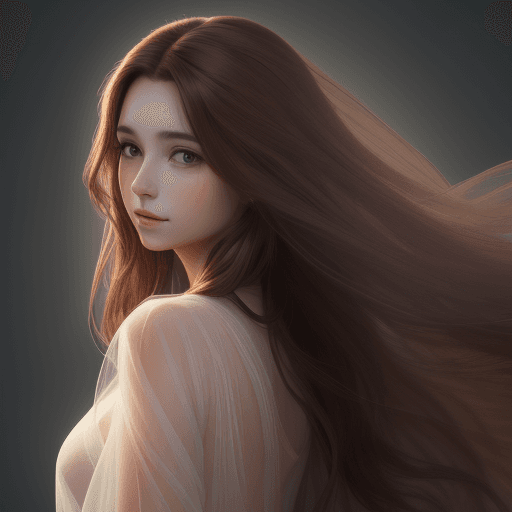 AI generated: woman, serene, sheer, long flowy brown hair, 8k high resolution