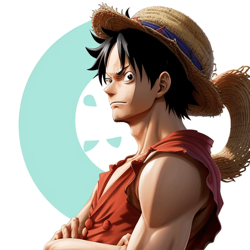 AI generated: 
create an image of one piece luffy from the side in a single color

