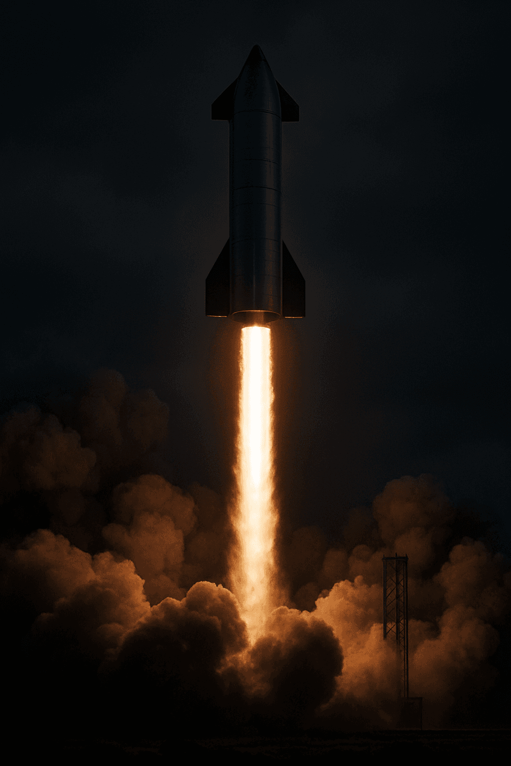 AI generated: Capture the awe-inspiring launch of a SpaceX Starship rocket, focusing on the dramatic interplay of ...