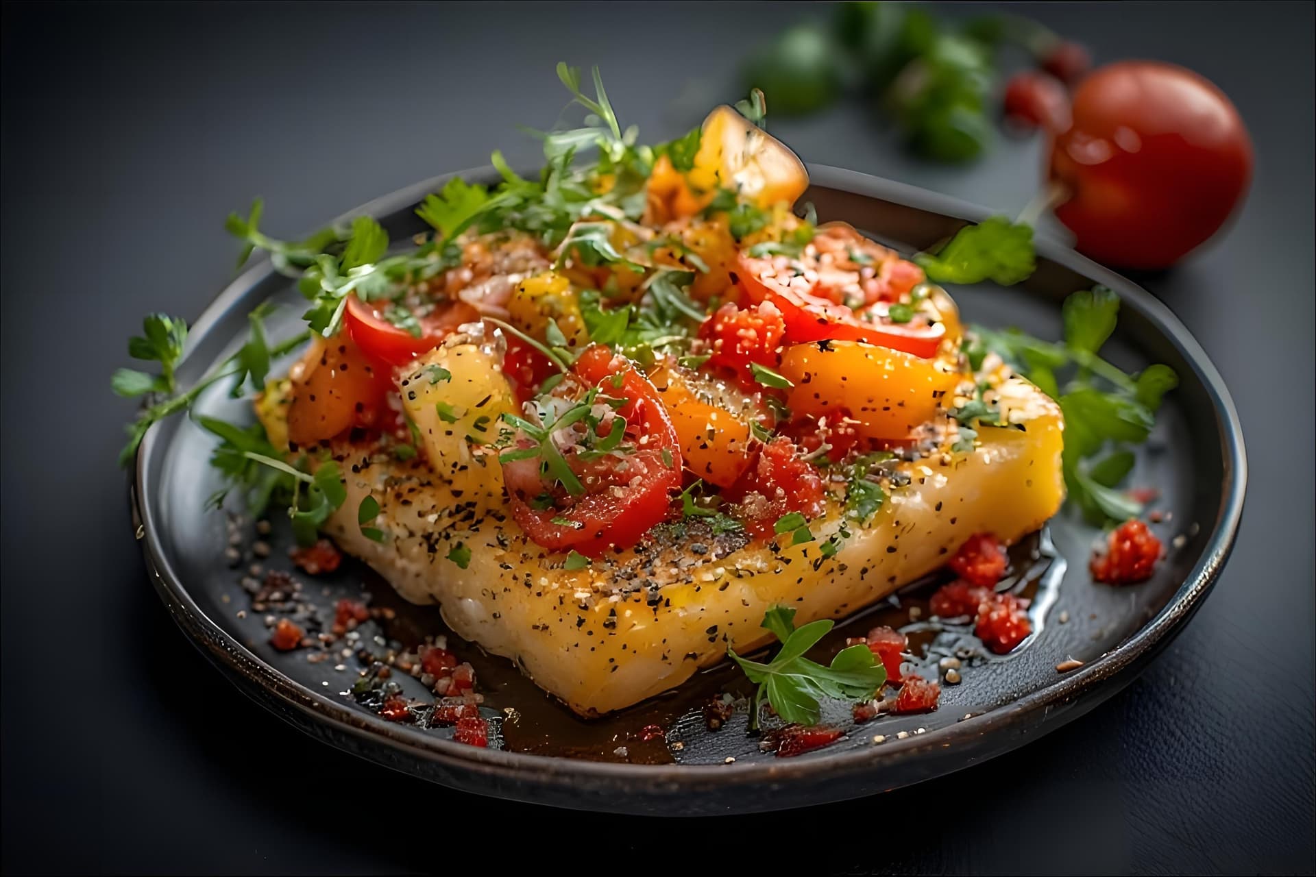 AI generated: An elegant breakfast in bed scene, with a tray holding a fluffy omelette with herbs, a side of
cher...