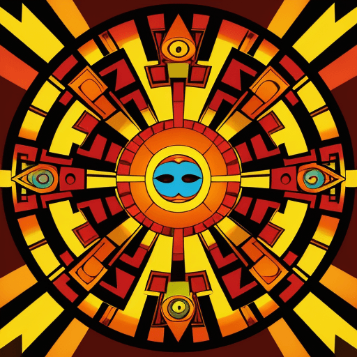 AI generated: aztec SUN        a colorful, symmetrical compos