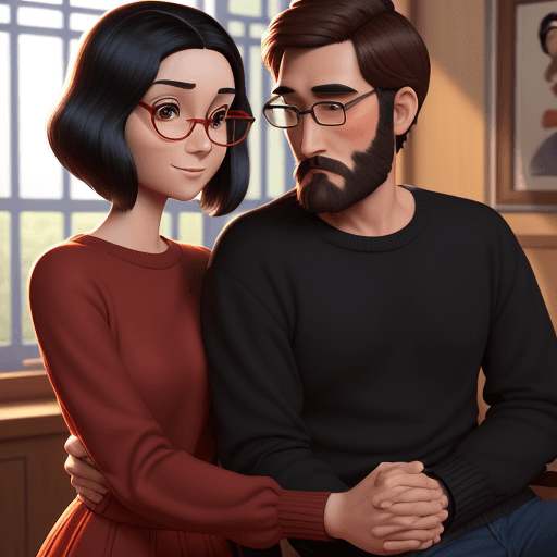 AI generated: Poster of the Disney Pixar film, a man with short brown hair and a thin beard, handsome and kind wea...