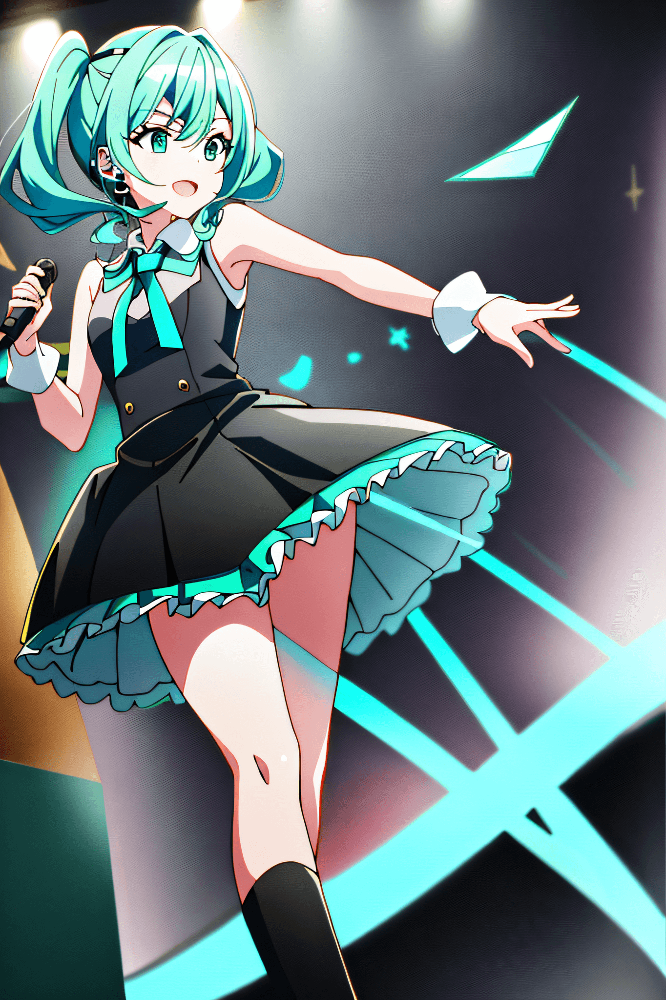 AI generated: deemoArtstyle, 1girl, hatsune miku, singing, music notes, [deemo], [1boy], masterpiece, best quality...