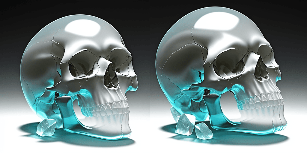 AI generated: a human skull made of translucent crystal