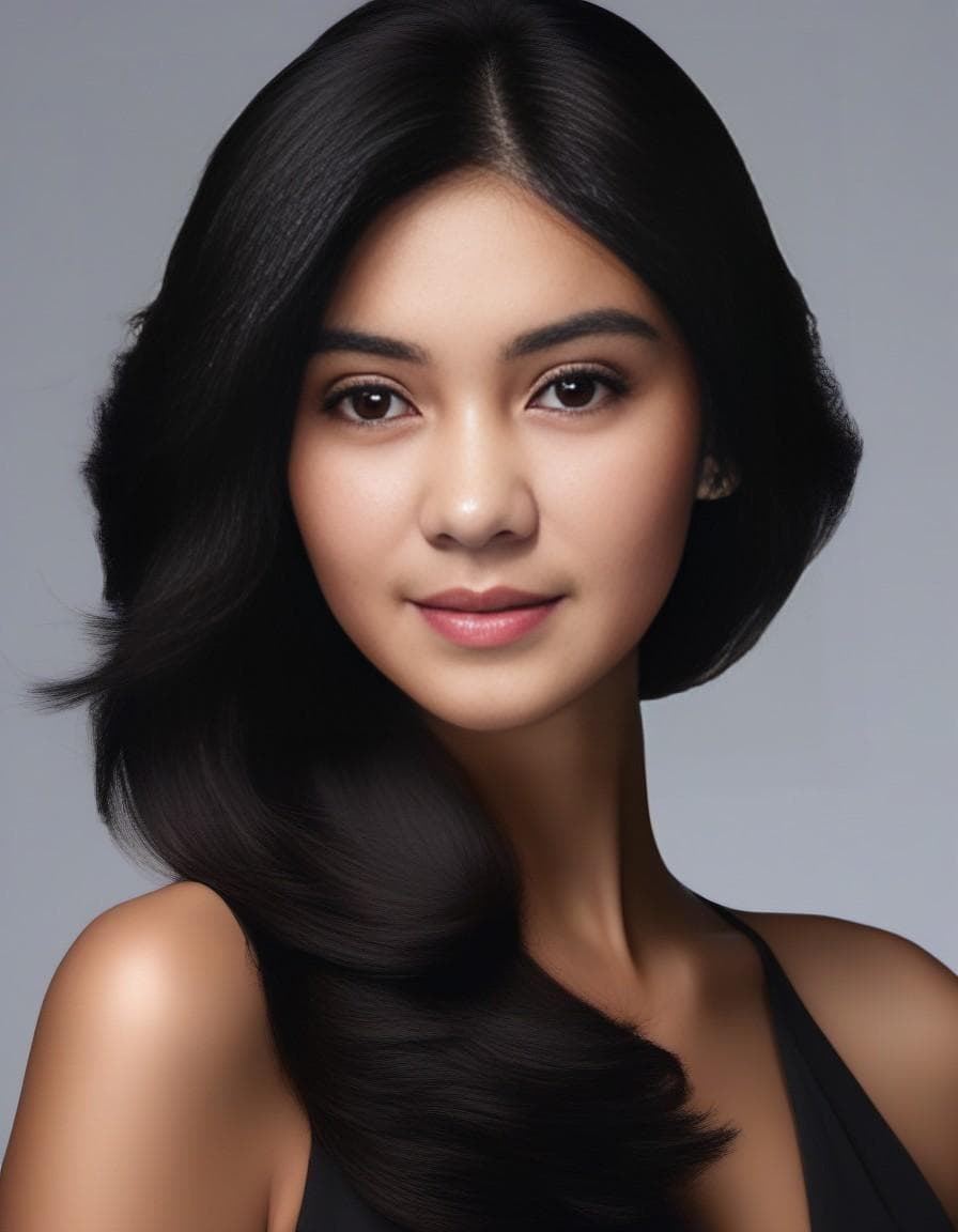 AI generated: A high-resolution photo of a black hair with shine, strength, vitality, beauty, health, silkiness. I...