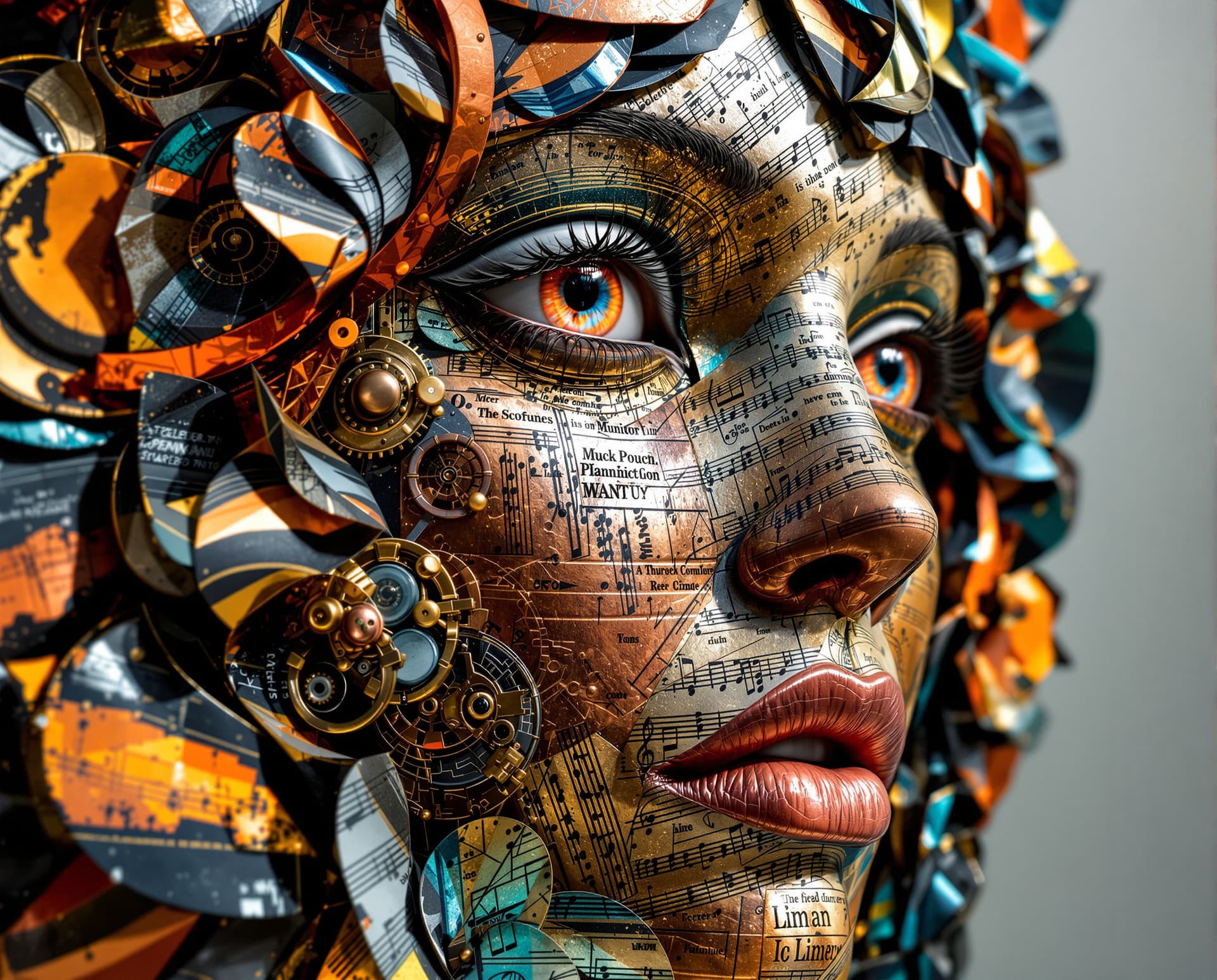 AI generated: "Where the Blossom Meets the Asphalt" An exquisitely crafted abstract sculpture gleams with vibrant ...