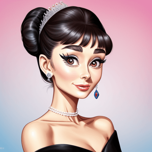 AI generated: Audrey Hepburn caricature  --niji 5
mix with AkoKamo MissUniverceJapan2019
