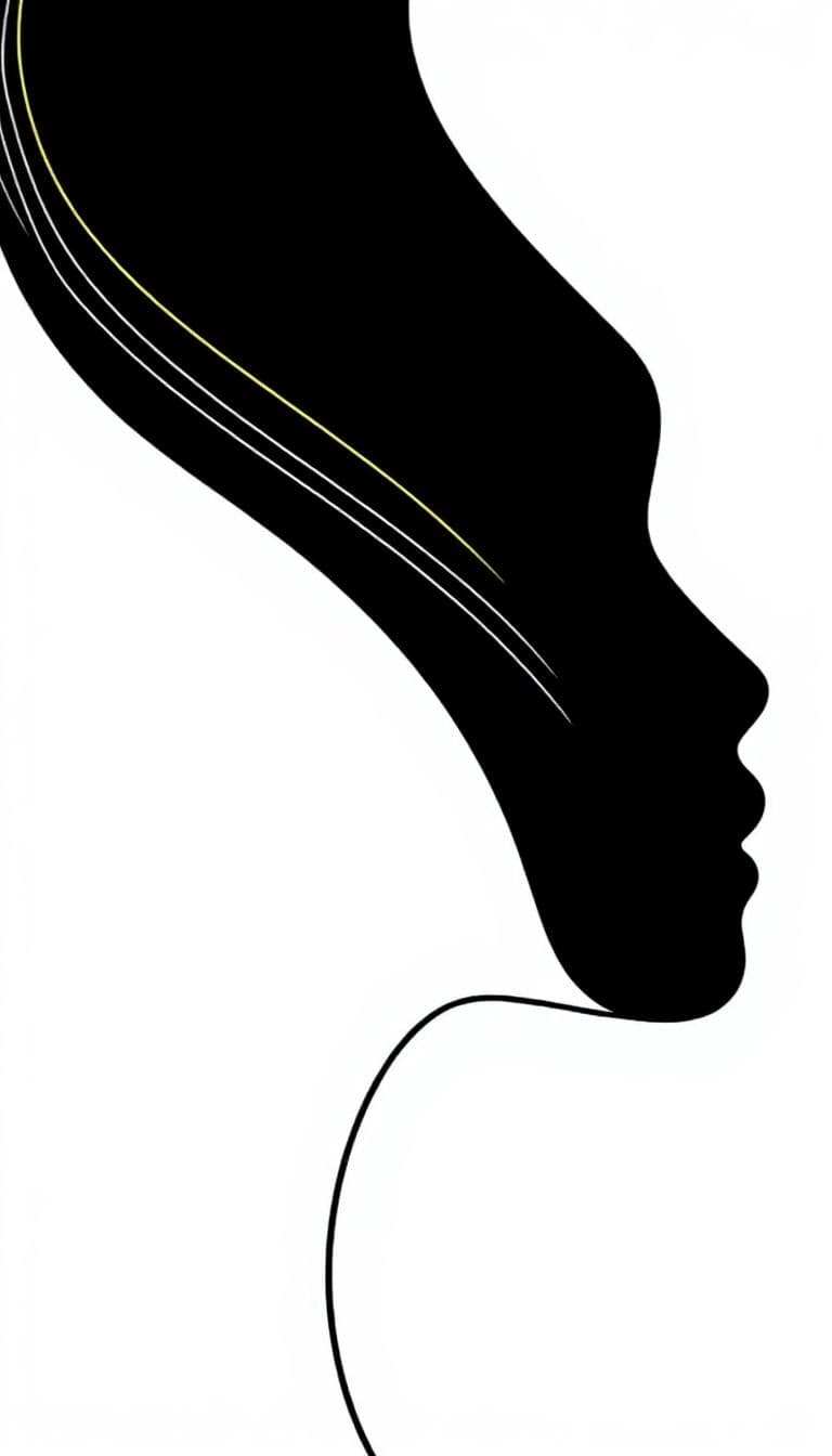 AI generated: black-thin-lines-that-form-the-outline-of-the-right-profile-of-a-black-womans-face-all-lines-Abstrac...
