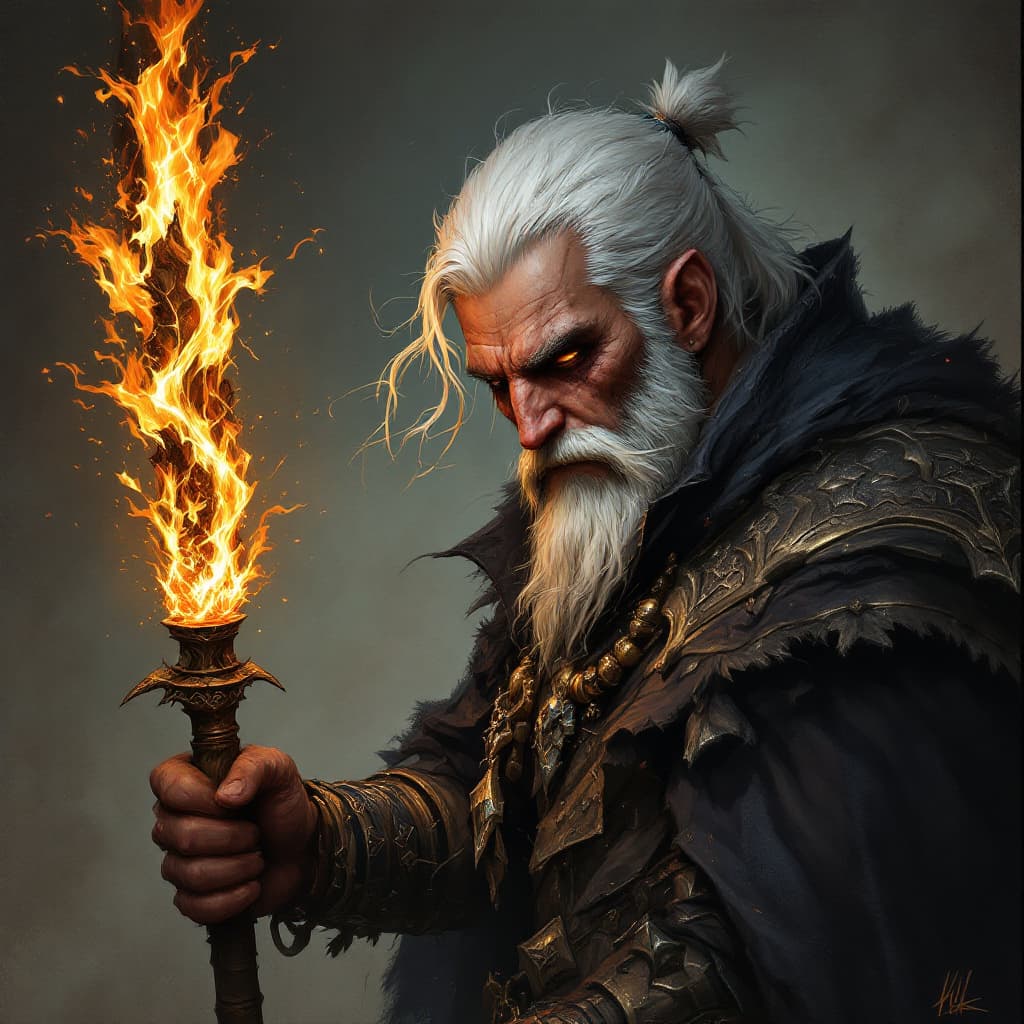 AI generated: Diablo, Barbarian, Bo staff, peaceful, apocalypse by cigarettes after war, Riot Games League of Lege...