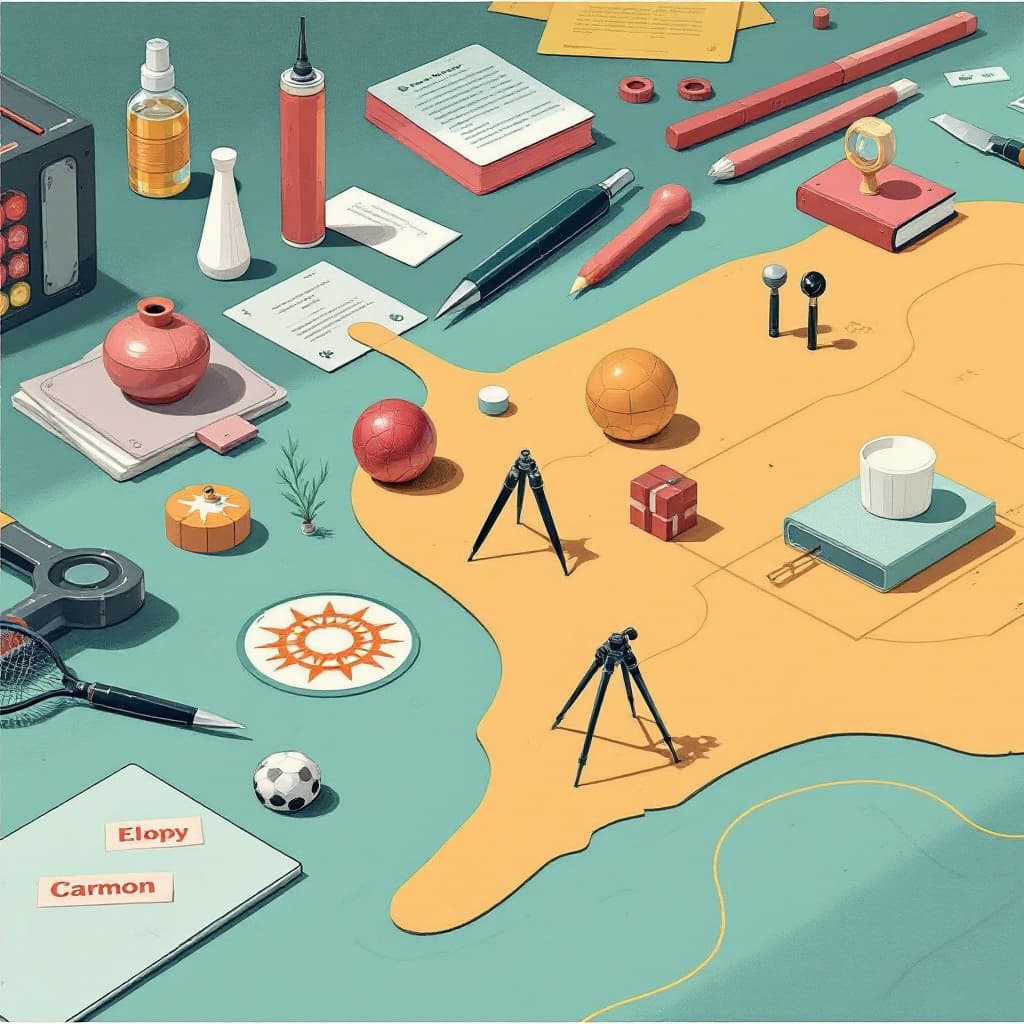 AI generated: Illustrate an educational game about the history of graphic design. Include game pieces shaped like ...