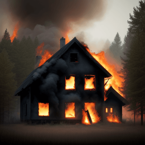 AI generated: A house burning in a forest