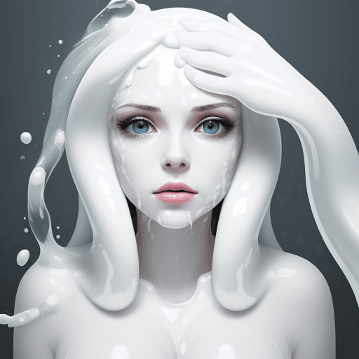 AI generated: Make a white slimy liquid on woman’s face