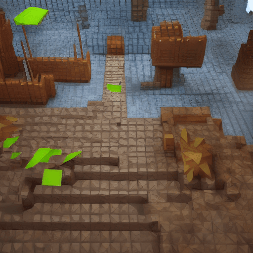 AI generated: Craft a voxel-based dungeon crawler environment with intricate details and dynamic lighting.