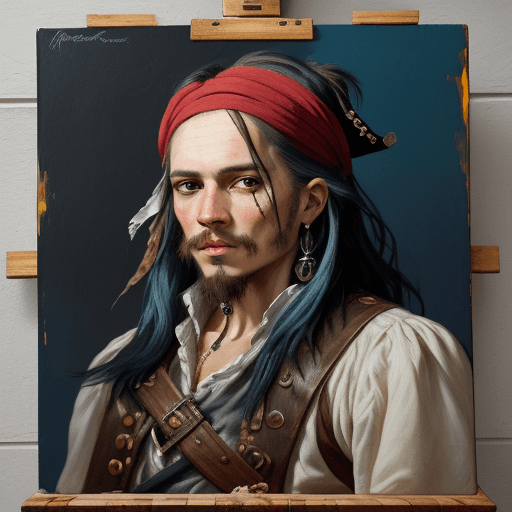 AI generated: Portrait of a 17th Century Pirate ::5 Beautiful painting with artistic symbolism ::4 brushstrokes, e...