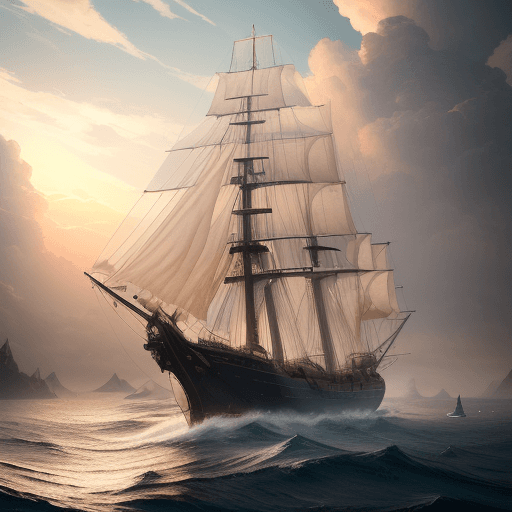 AI generated: Photo of a ultra realistic sailing ship, dramatic light, pale sunrise, cinematic lighting, battered,...