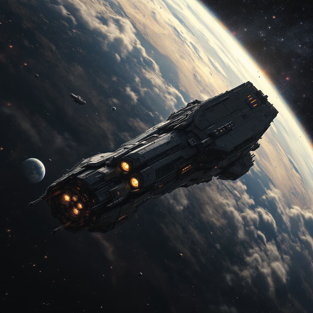 AI generated: 

show a spaceship from isd from star wars encountering encountering a starfleet vessel
show a space...