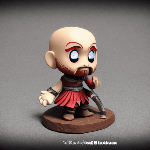 AI generated: Chibi Kratos figurine, modern Disney style