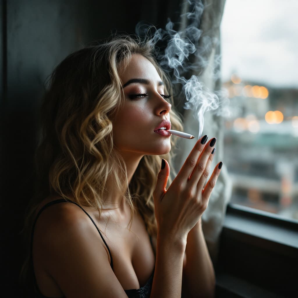 AI generated: Woman smoking beautiful 
