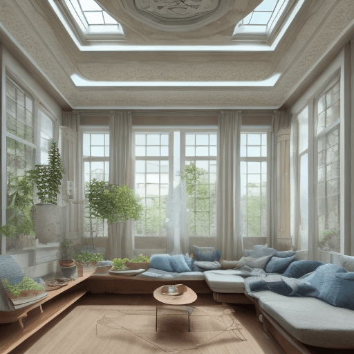 AI generated: High resolution photography interior design, dreamy sunken living room conversation pit, wooden floo...