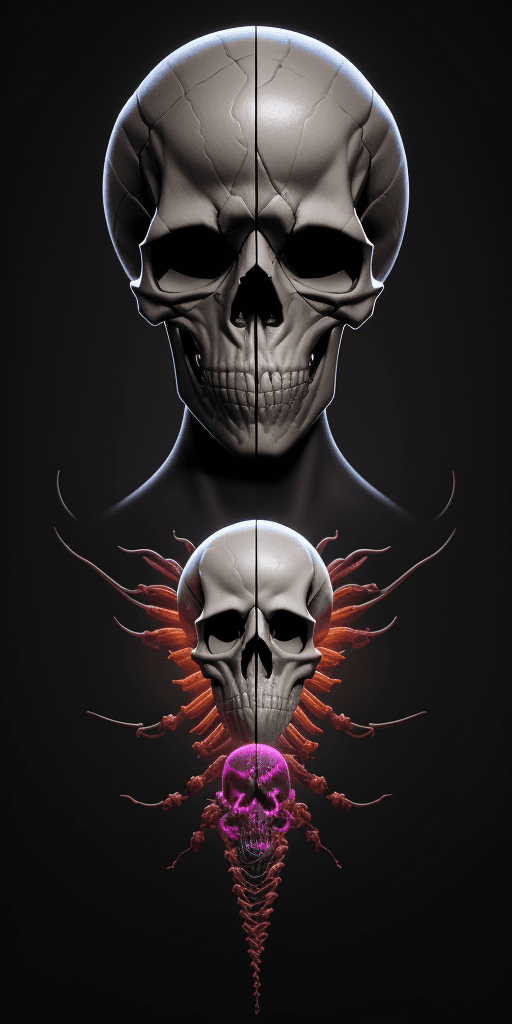 AI generated: create a unique logo for me;rfktrstyle A skull made up of different organs of the body, 16k, high qu...