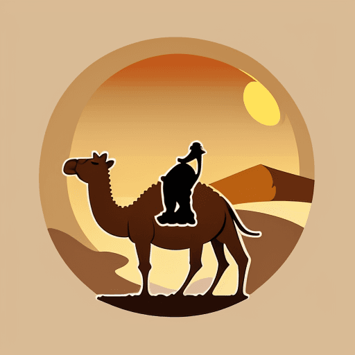 AI generated: camel in desert logo vector 2d flat 