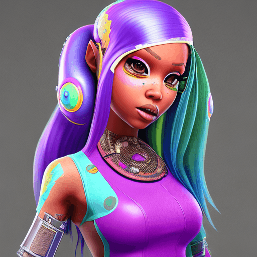 AI generated: Inkling Nicki Minaj splatoon, 3d model, realistic and hyper-detailed renderings, unreal engine 5, hq...