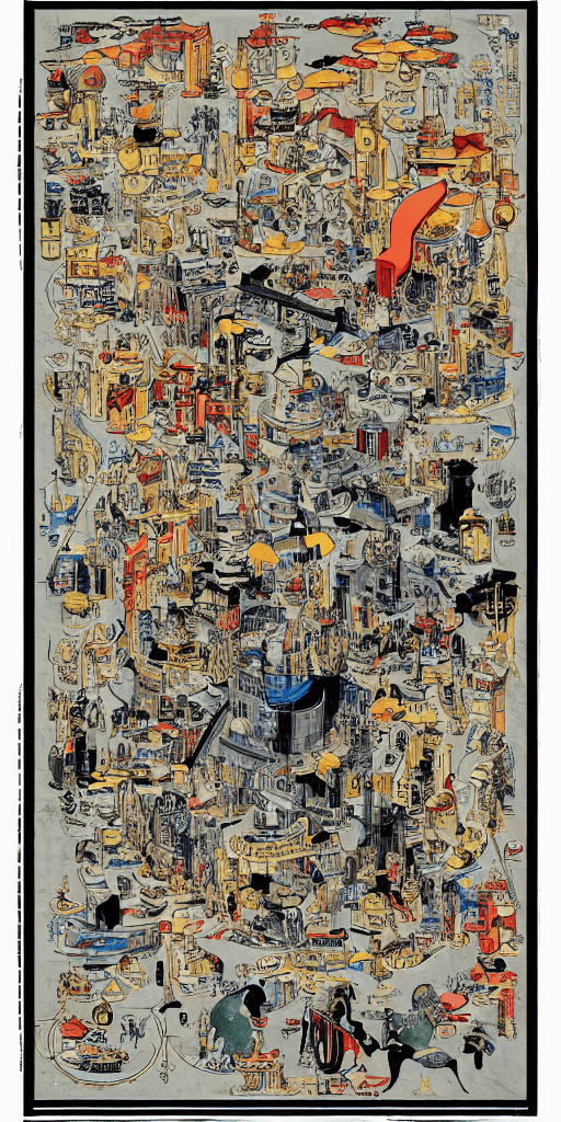 AI generated: ancient scroll diagram, bold shūji, chart, schematics, infographic, scientific, measurements, abstra...