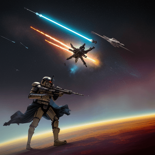 AI generated: /imagine prompt: soldado imperial stars wars, en combate, fondo planeta tatooin, 500mm, safavid peri...