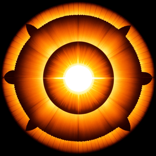 AI generated: simple 70's inspired a sun with rays where the outer rays are different fruits transitioning into dr...