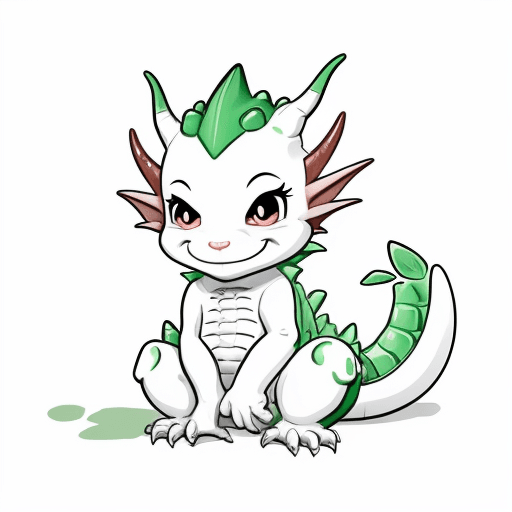 AI generated: happy lucky baby dragon only the drawing without fill color with white background