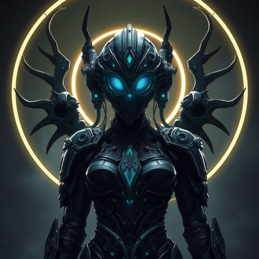 AI generated: Gothic style Gothic style 1woman, (full body image with nothing cropped out:1.2), mechanical battle ...