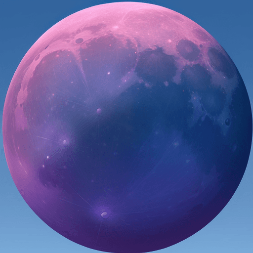 AI generated: gorgeous blue sky with a pink moon, hyper realistic