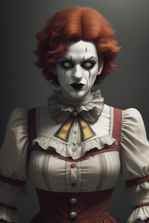 AI generated: Ronald McDonald, goth style, epic realistic, faded, neutral colors, (hdr:1.4), (muted colors:1.4), (...