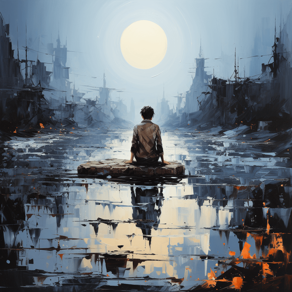 AI generated: Artistic representation of the emotion "loneliness" in a serene environment, capturing the essence a...
