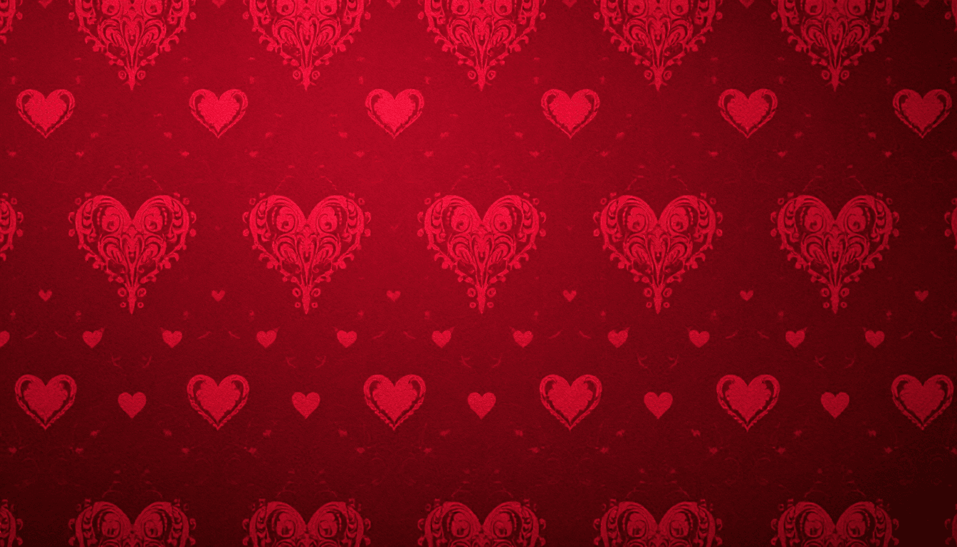 AI generated: Red heart pattern, romantic background, deep crimson, intricate heart designs, Valentine's Day theme...