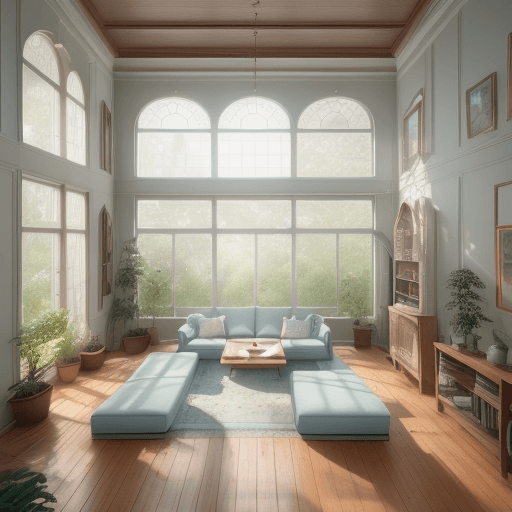 AI generated: High resolution photography interior design, dreamy sunken living room conversation pit, wooden floo...