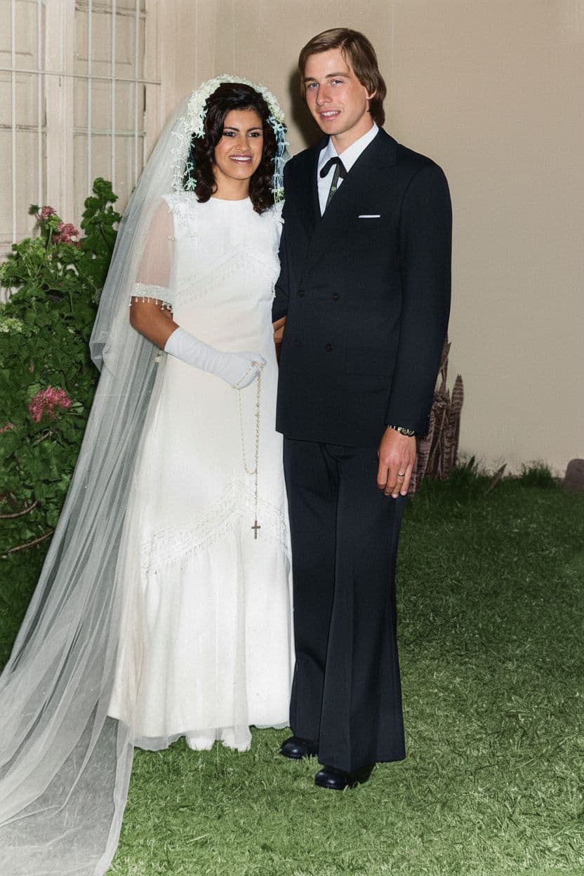 AI generated: Colorear la foto de boda conservando las personas tal como estan, en estilo hiperrealista
