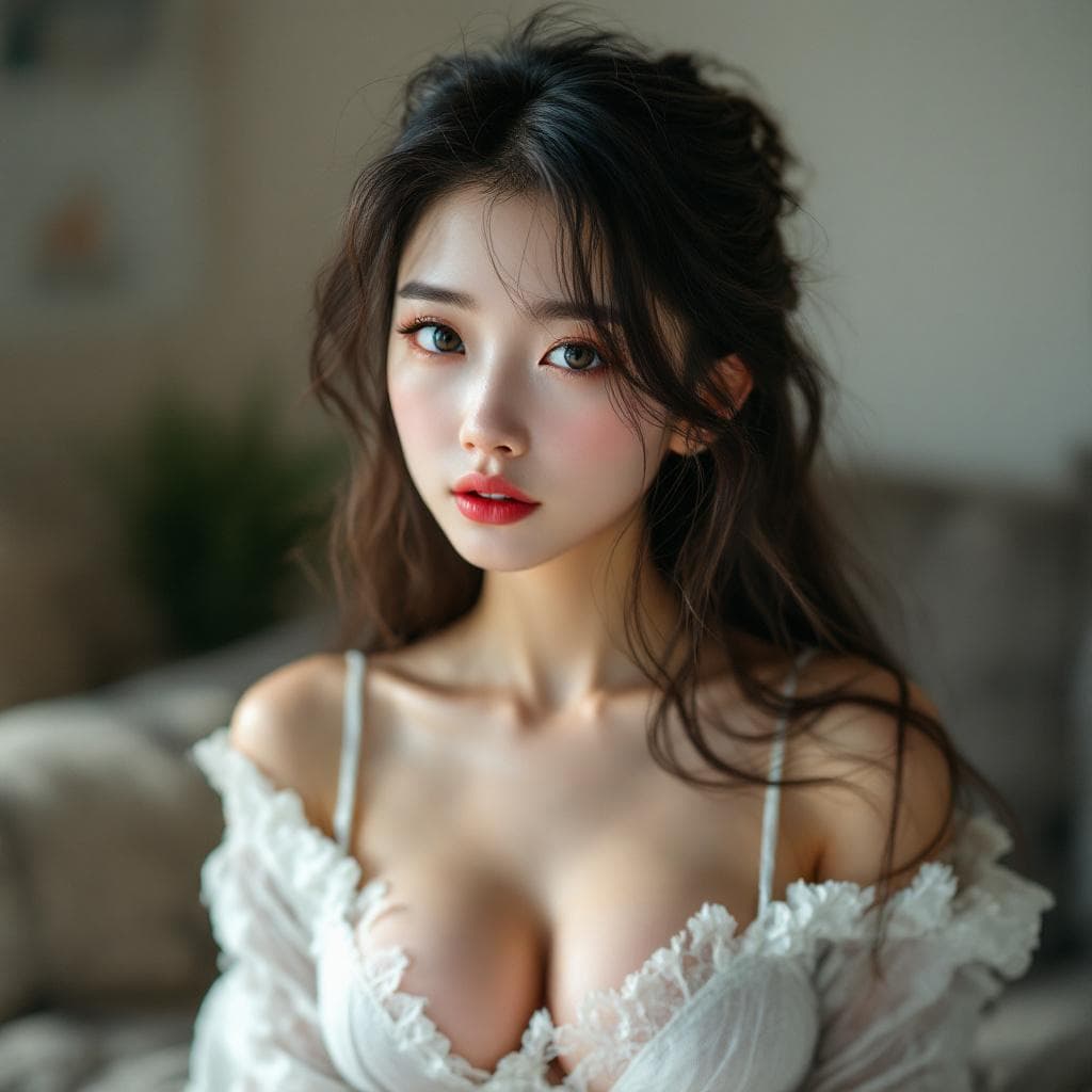 AI generated: a sexy Japanese women that has a super tiny waist, a huge breast, big tits, a super sexy face, delic...