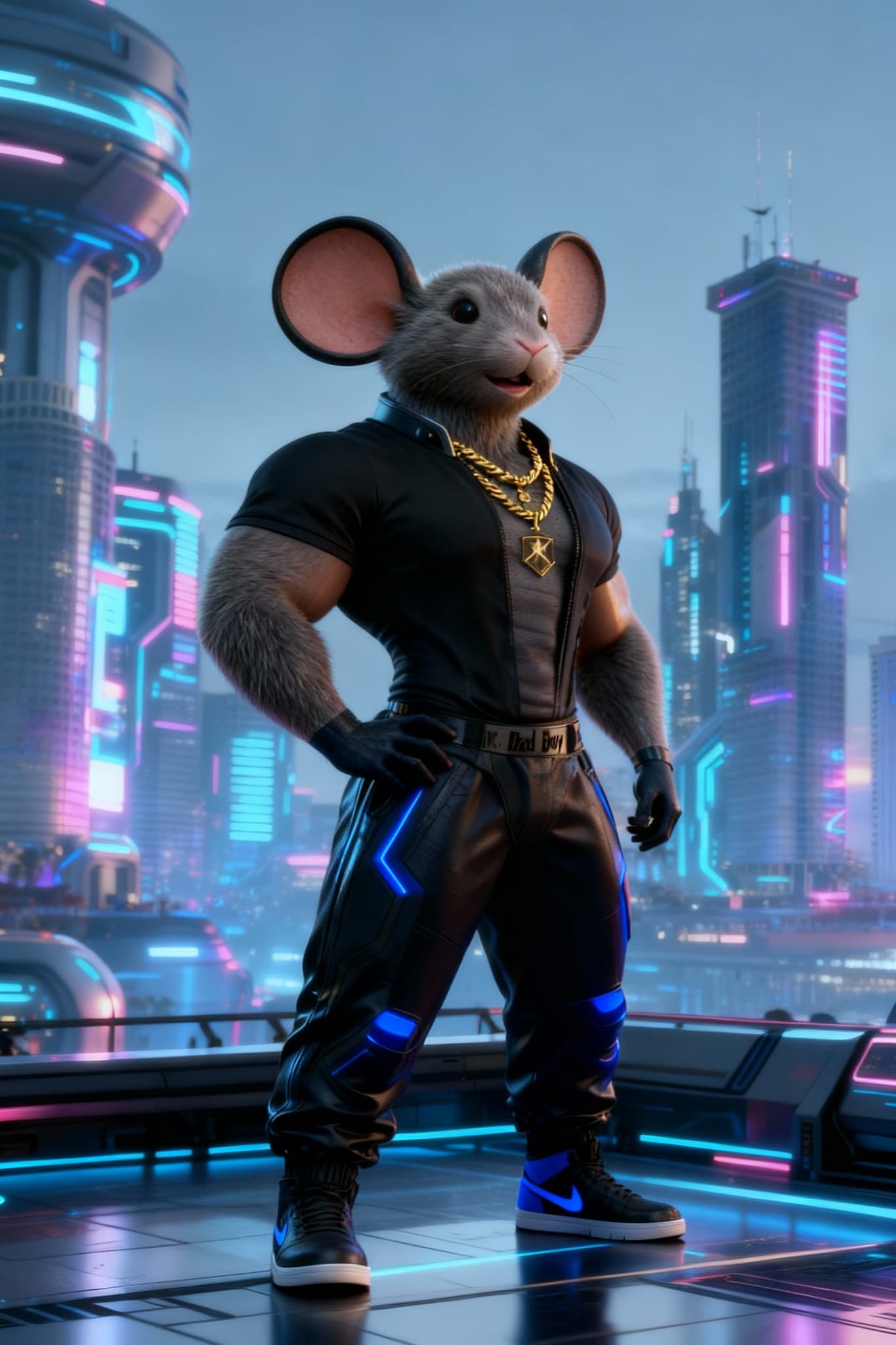 AI generated: Make Mickke... Omar, the Mouse from Rock & Rule. Rounded head to propotion, mouse face, ears, eyes, ...