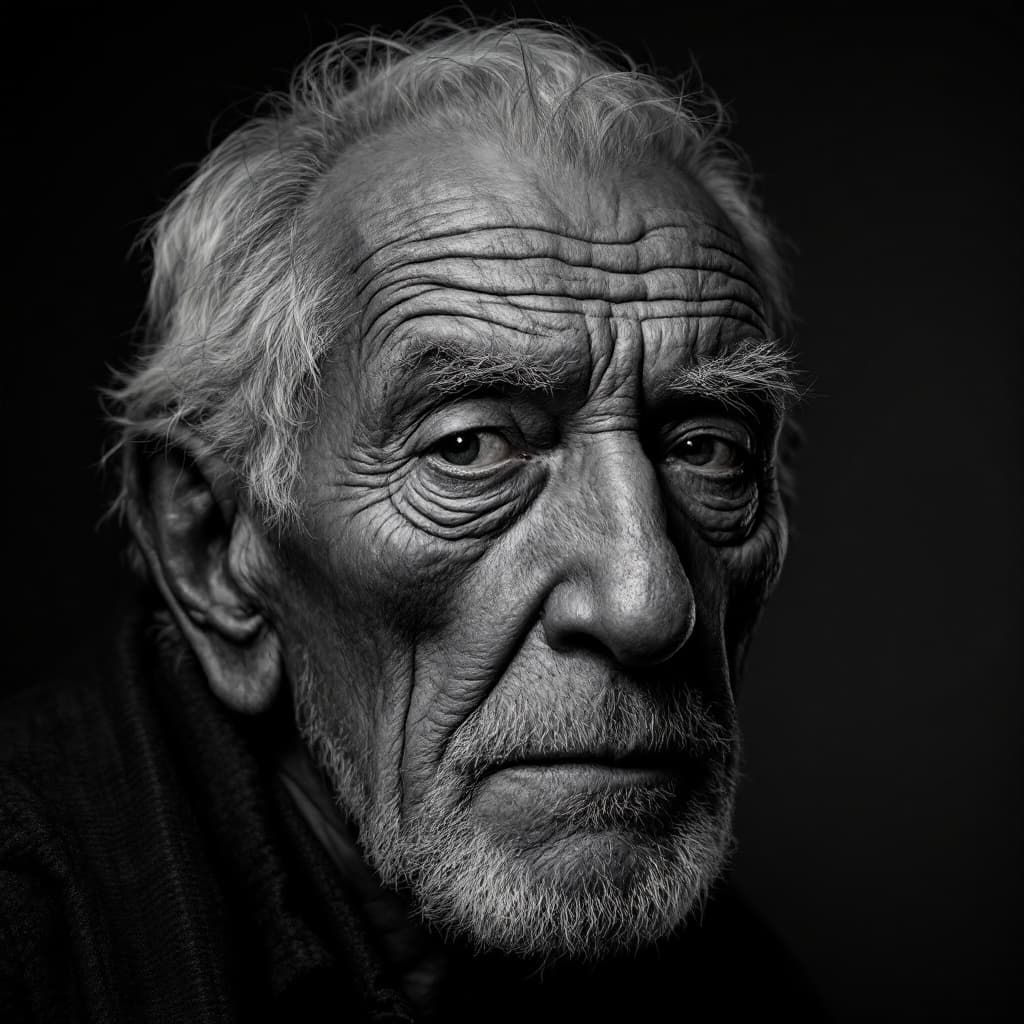 AI generated:  hyper-realistic portrait of an old man with deep wrinkles, detailed facial feature --style raw --st...