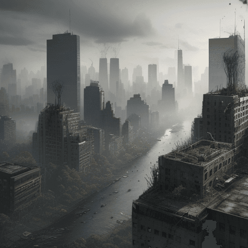 AI generated: new york after 20 years of the cordyceps fungus outbreak in the last of us with wildly growing fores...