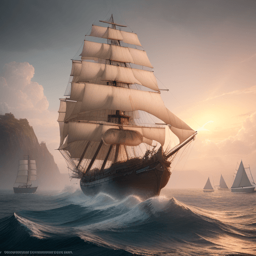AI generated: Photo of a ultra realistic sailing ship, dramatic light, pale sunrise, cinematic lighting, battered,...