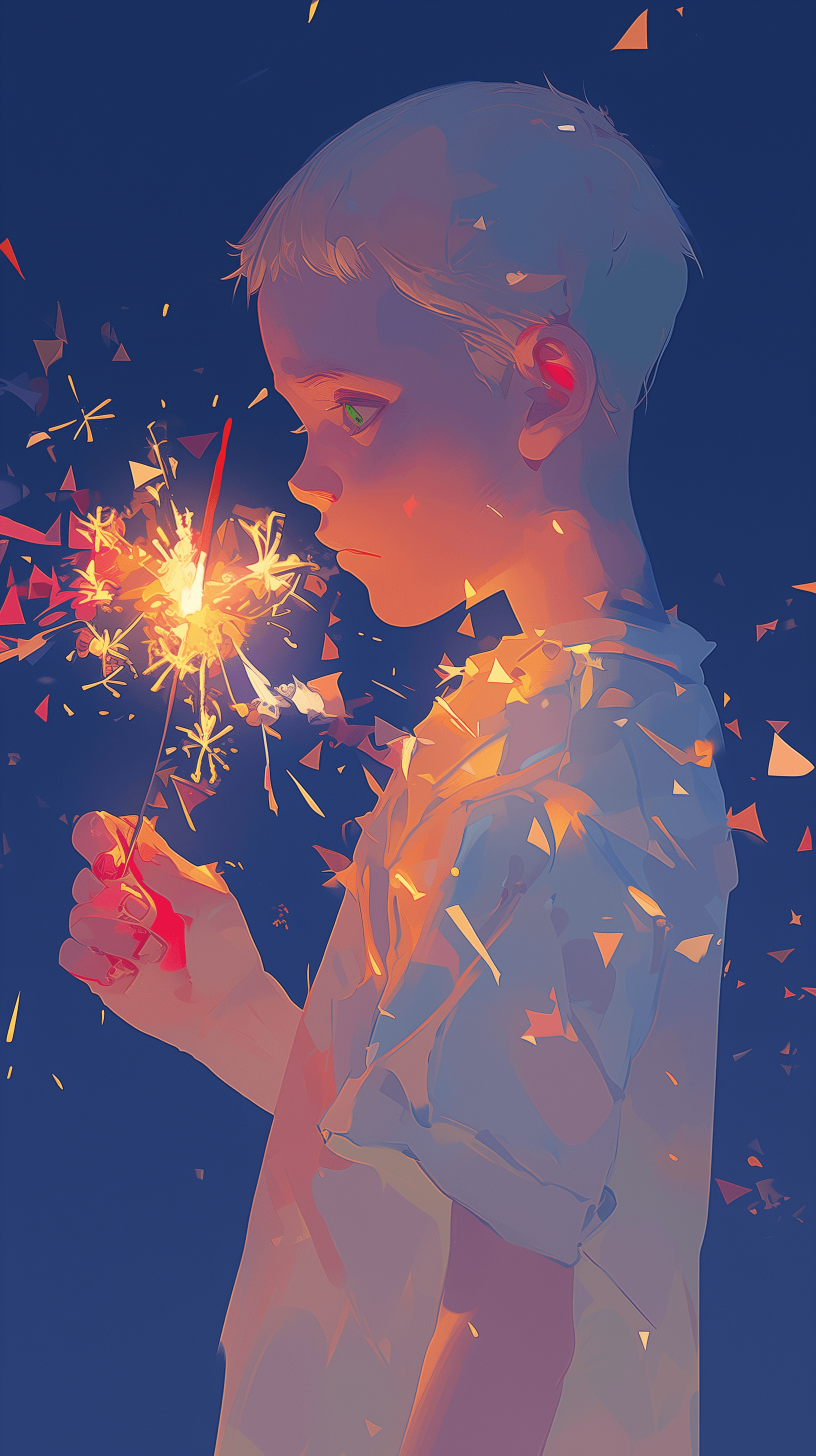 AI generated: illustration, series of stylized digital art portraits featuring a boy aged 8 with buzz cut, blonde ...